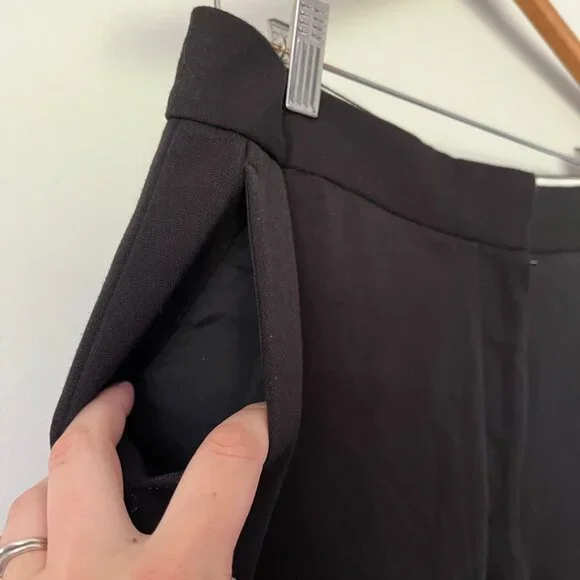 MM LaFleur Pants Size 6 The Pippa Light Twill Wide Leg Crop Stretchy Black - Picture 6 of 13